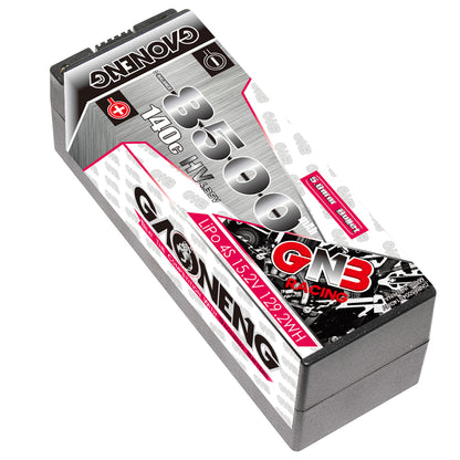 GAONENG GNB 8500mAh 4S LiHV hard case LiPo battery, angled top view