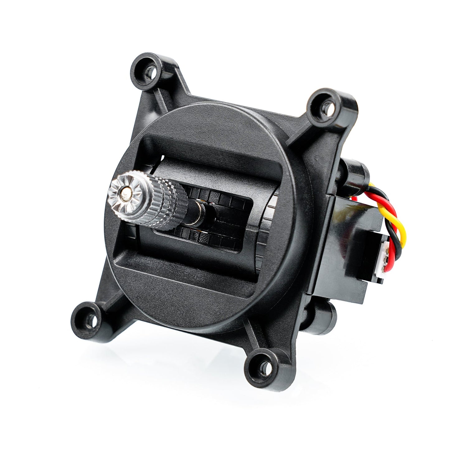 Nano gimbal module with stick shaft and three-wire lead, side angled view