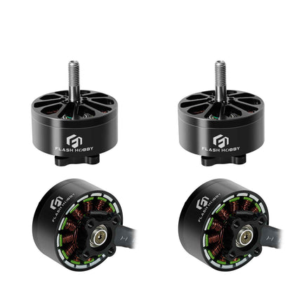 Flashhobby Arthur A3110 900KV Brushless Motor, Flashhobby Arthur A3110 brushless motor with black can, threaded shaft, and visible copper windings