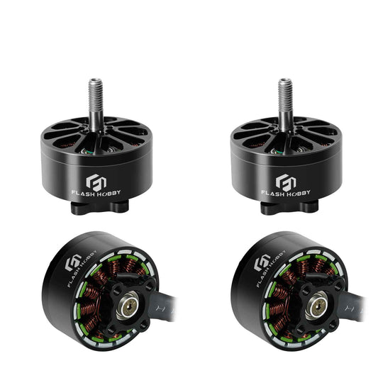 Flashhobby Arthur A3110 900KV Brushless Motor, Flashhobby Arthur A3110 brushless motor with black can, threaded shaft, and visible copper windings
