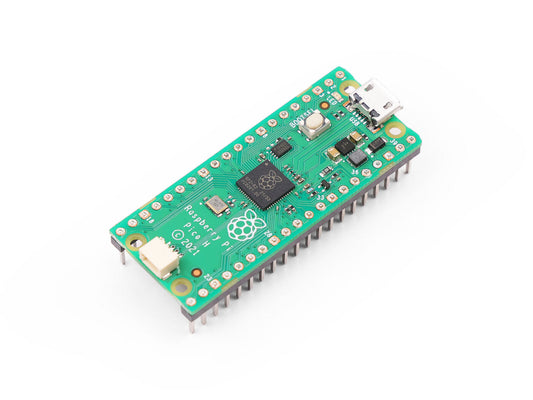 Raspberry Pi Pico H microcontroller board, RP2040, 26 GPIO, 2MB Flash, pre‑soldered headers, USB Type‑C