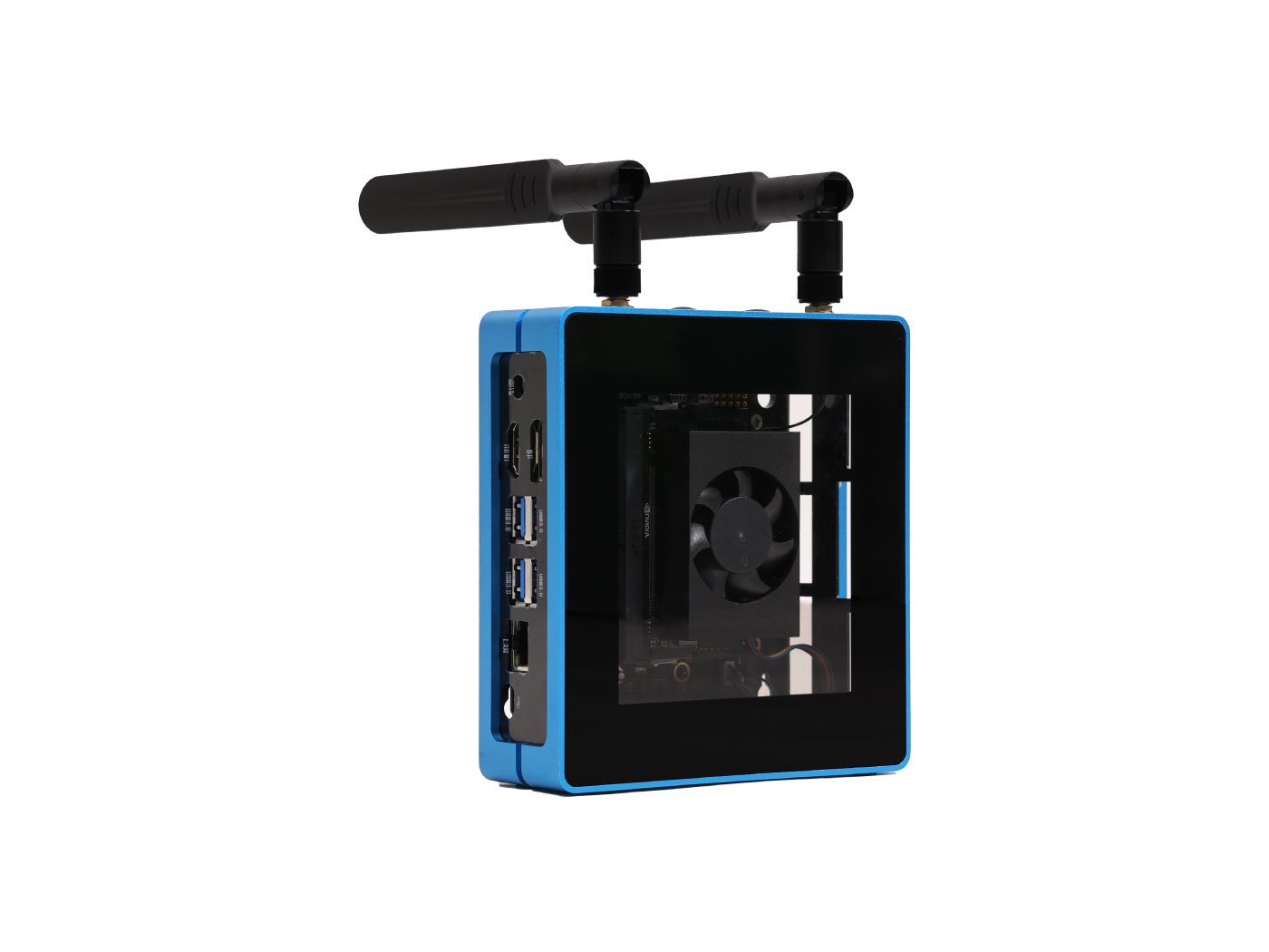 Jetson SUB Mini PC V2 (Blue) with Jetson Xavier NX, Aluminum Case+Fan, 128GB SSD, WiFi, JetPack 5.0.2