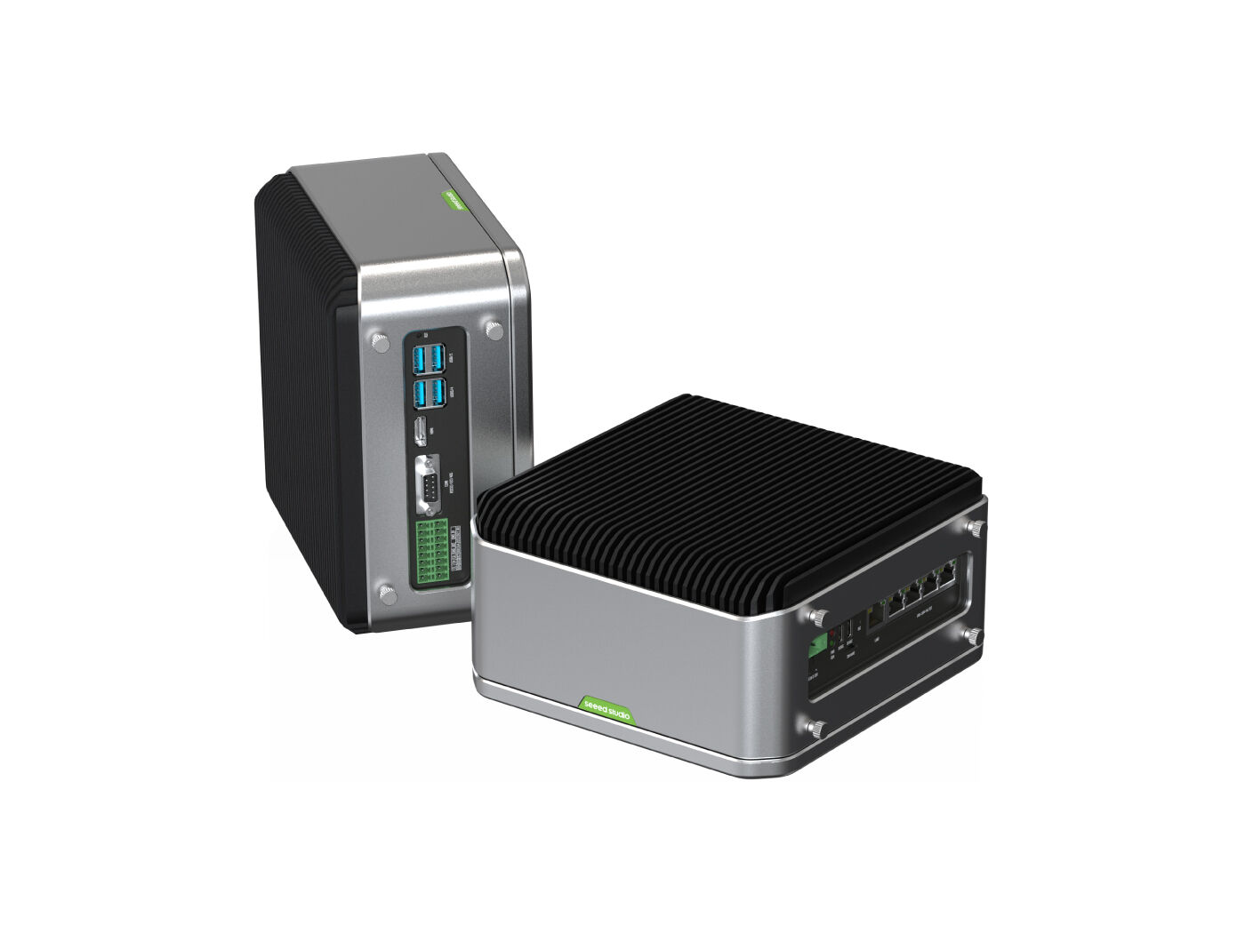 reServer Industrial J3010 Server ya AI isiyo na feni yenye Jetson Orin Nano 4GB, 20 TOPS, 5x GbE PoE, Sehemu Mbili za 2.5"