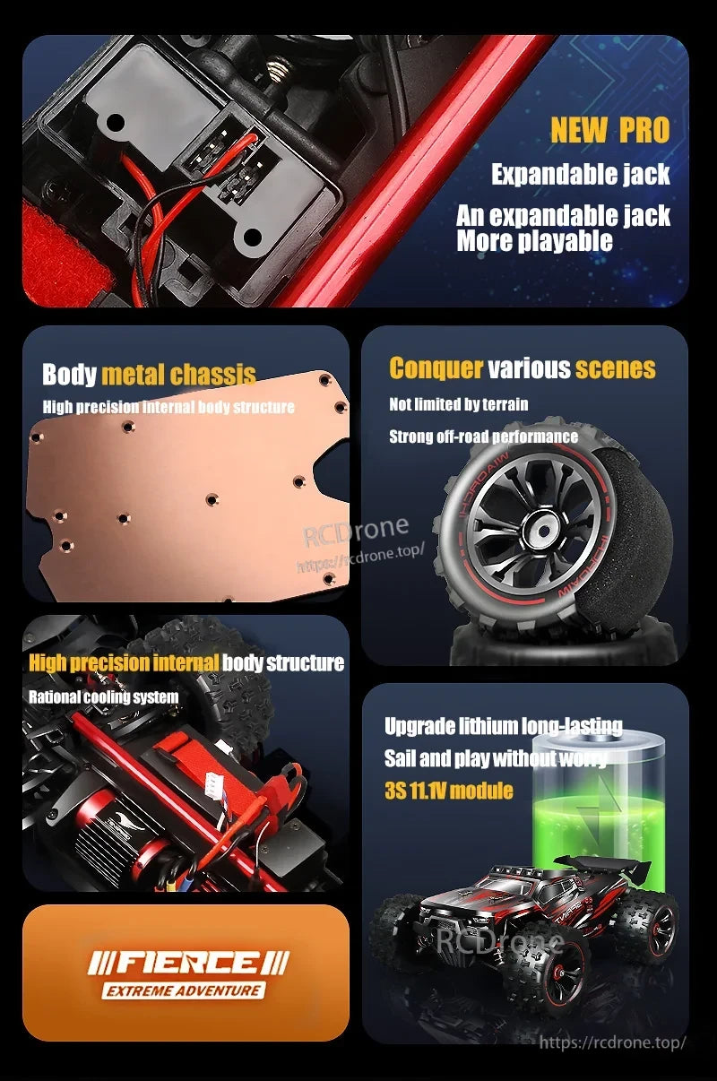 1:16 4WD RC Car, NEW PRO expandable jack with metal chassis, precise structure, strong off-road performance, 3S 11.1V battery, for extreme adventures.