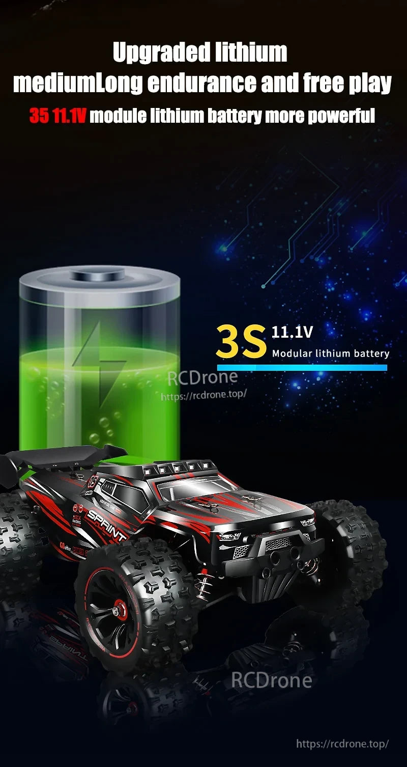 1:16 4WD RC Car, Upgraded 3S 11.1V lithium battery, long endurance, powerful performance for RC car