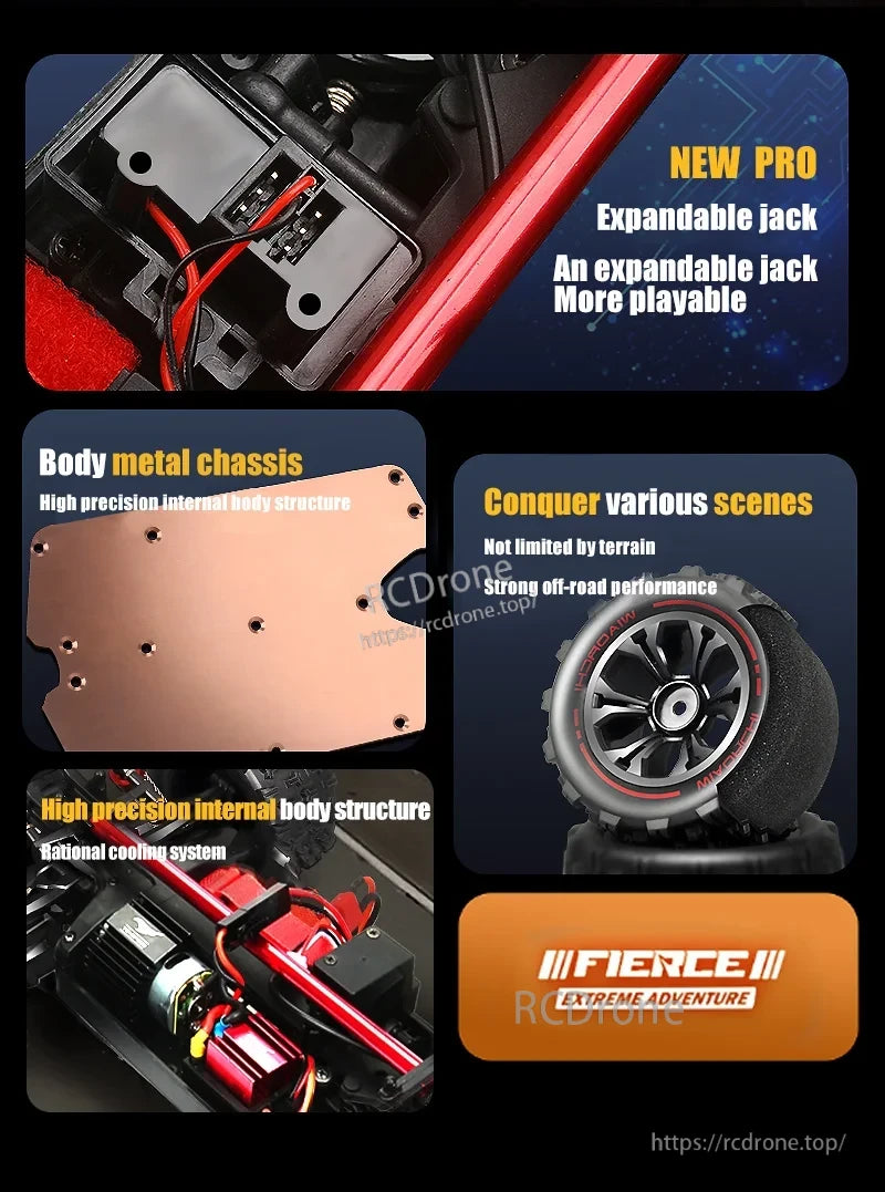 1:16 4WD RC Car, NEW PRO expandable jack, metal chassis, high precision, strong off-road, efficient cooling, designed for extreme adventure.