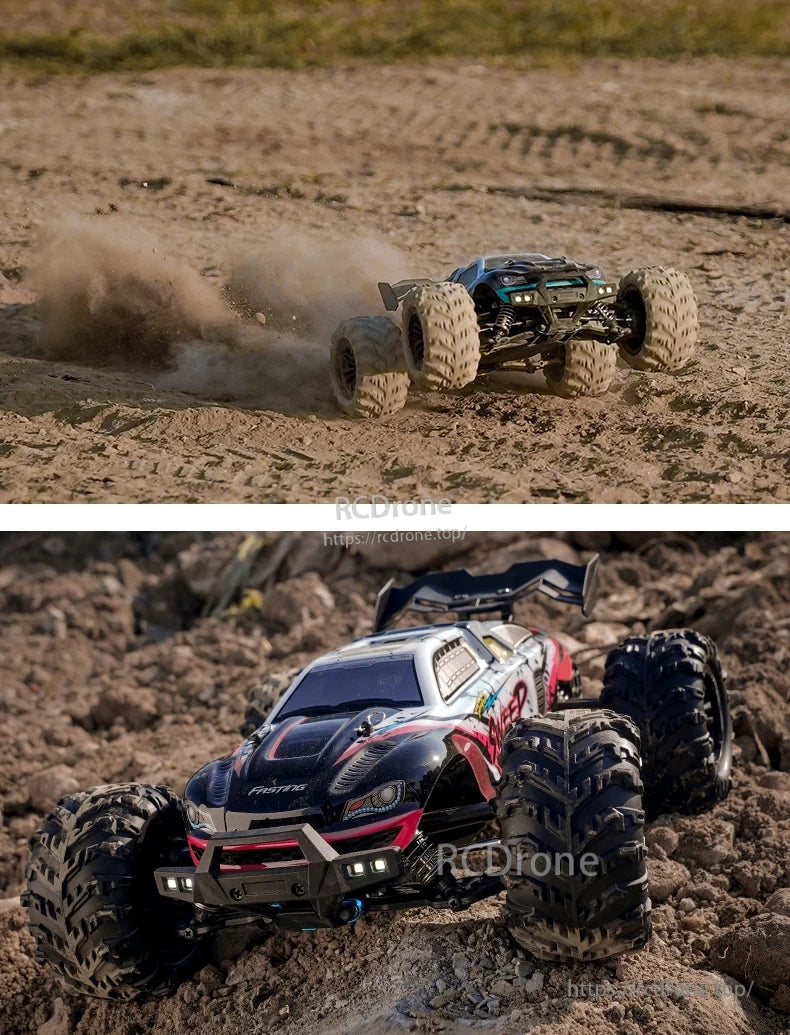 1:16 RC Car, The product is equipped for outdoor use with features like a Li-ion battery, independent suspension, and waterproof ESC.