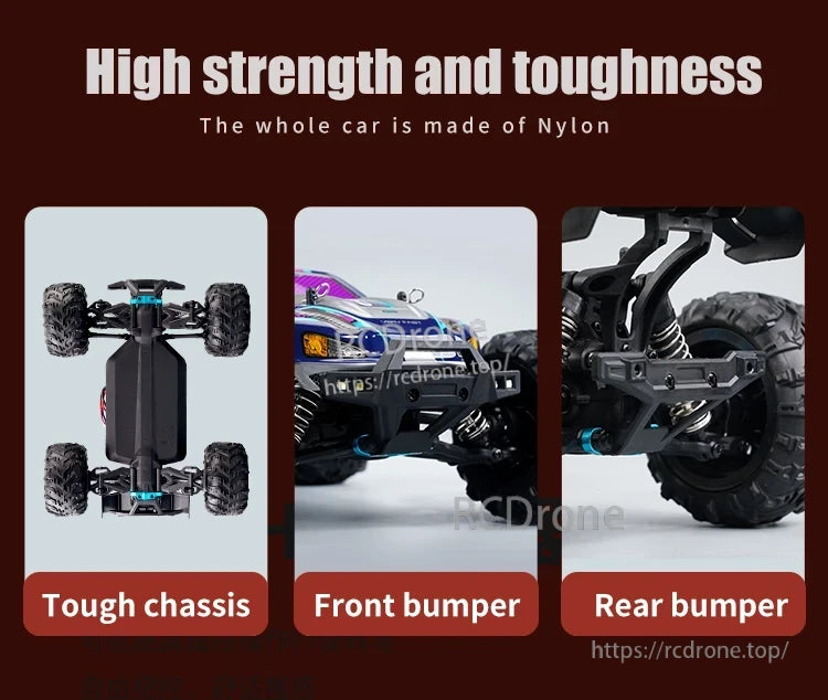 1:16 RC Car, High strength nylon RC car with tough chassis, front and rear bumpers.
