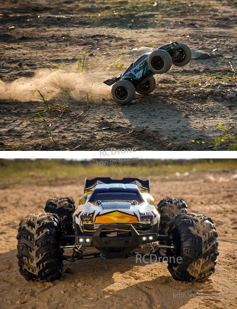 1:16 RC Car Series – 75KM/H Brushless or 50KM/H Brushed 4WD Off-Road Drift Monster Truck with LED Lights, Metal Transmission, and 2.4G Remote Control