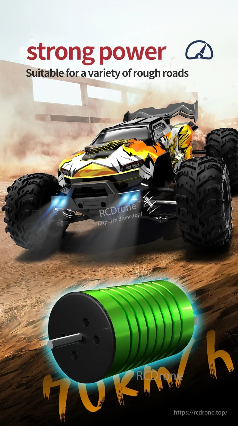 1:16 RC Car, High-performance RC car with strong power, designed for rough roads and capable of reaching speeds up to 70 km/h.