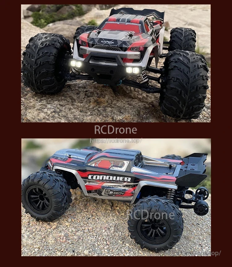 1:16 RC Car, Advanced remote control system for precise throttle and steering.