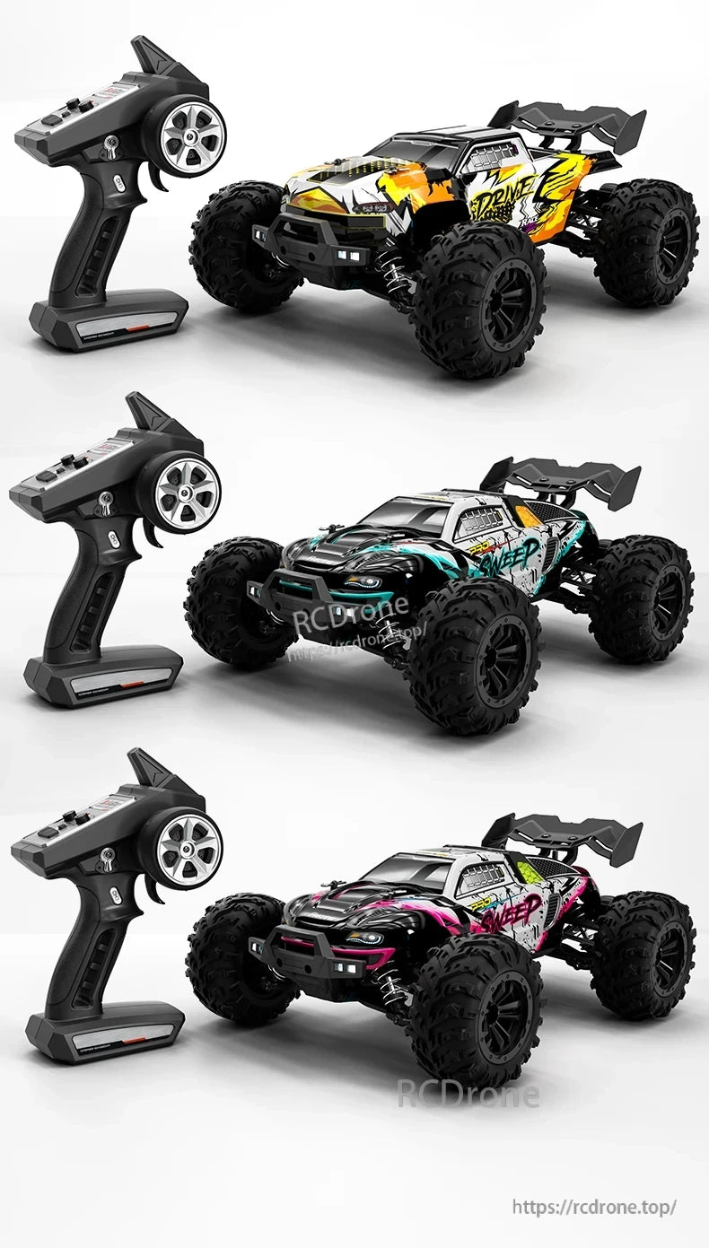 1:16 RC Car, RC car series for off-road drifting, features 75KM/H brushless or 50KM/H brushed 4WD, metal transmission, LED lights, and 2.4G remote control.