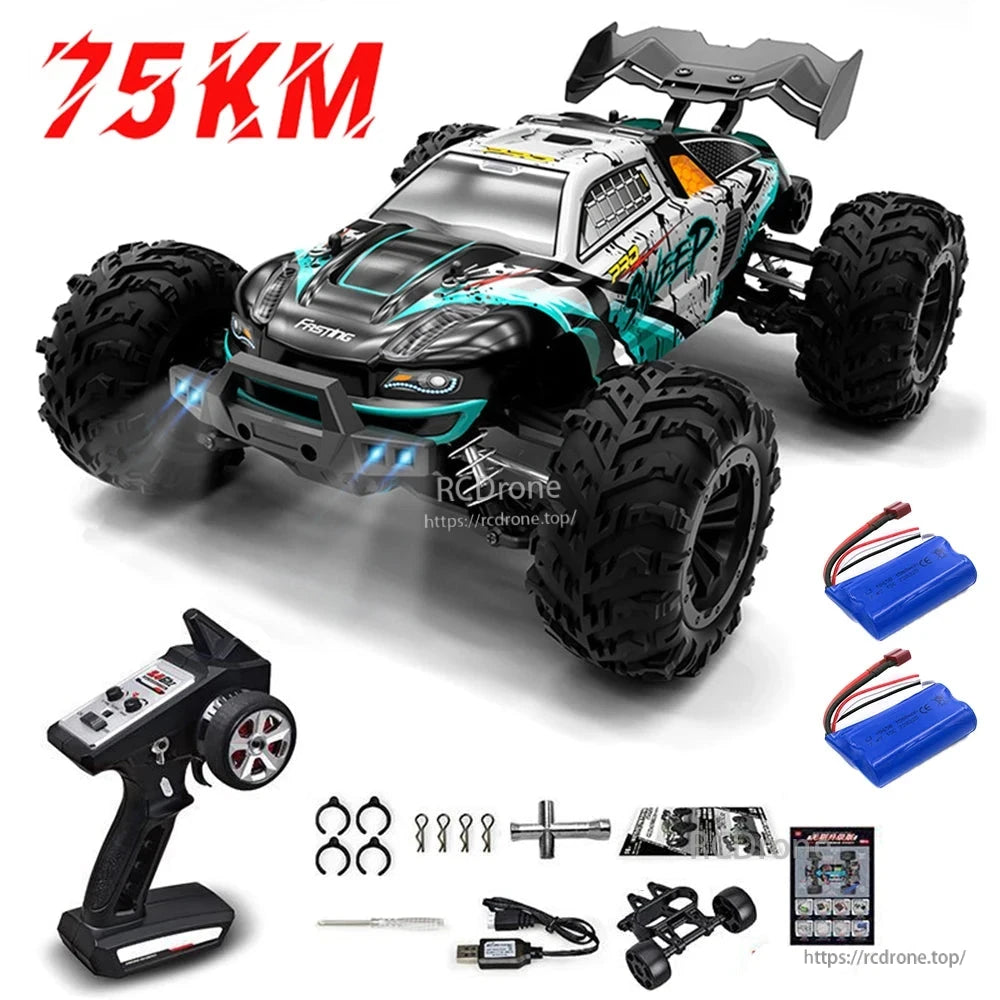 1:16 RC Car, 1:16 RC car with brushless/brushed motor, 4WD off-road drift truck, LED lights, metal transmission, 2.4G remote control.