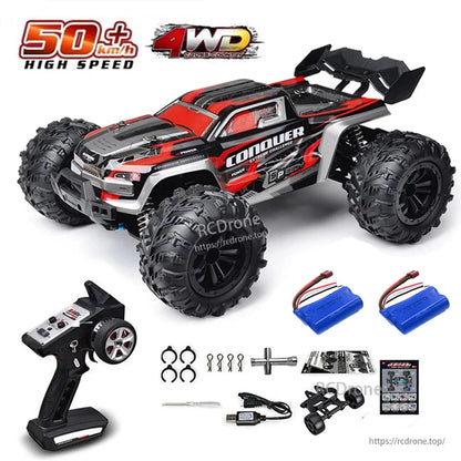 1:16 RC Car Series – 75KM/H Brushless or 50KM/H Brushed 4WD Off-Road Drift Monster Truck with LED Lights, Metal Transmission, and 2.4G Remote Control