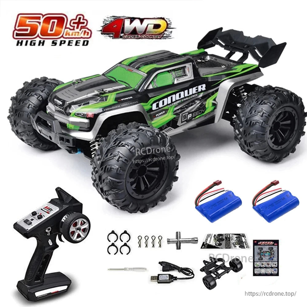 1:16 RC Car, High-speed 4WD off-road monster truck with remote control, batteries, and accessories.