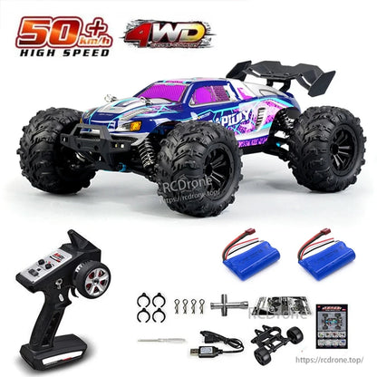 1:16 RC Car, High-speed 4WD off-road RC monster truck with remote control and accessories, reaching over 50 km/h.