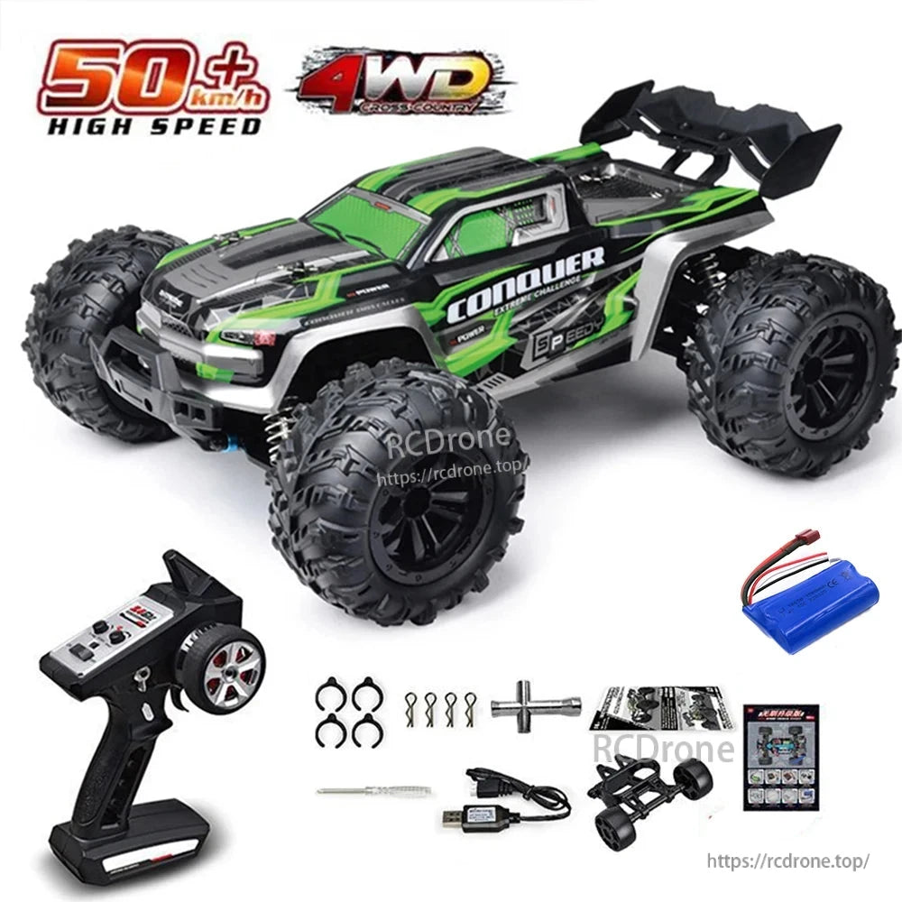 1:16 RC Car, 50+ km/h high speed 4WD off-road monster truck with remote control and accessories