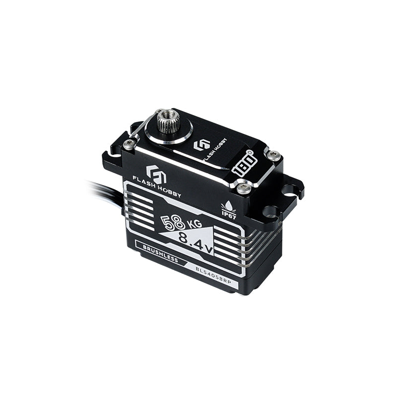 Flashhobby BLS4058RP Servo, Flashhobby BLS4058RP brushless metal servo with 58KG 8.4V and IP67 marking, black case and spline output