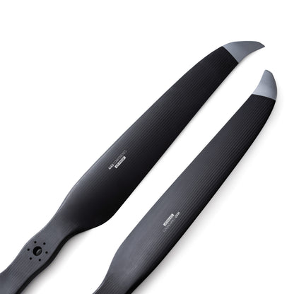 MAD Fluxer Pro 65x18 inch propeller blades in black with gray tips, shown as a matching pair
