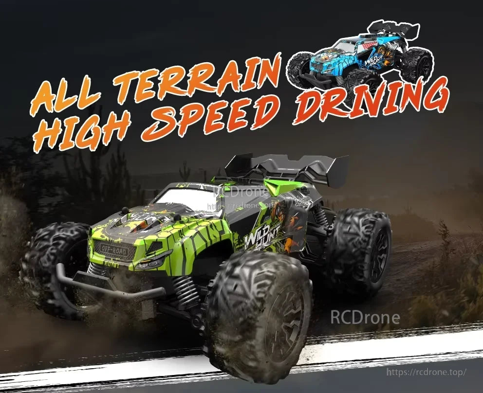 1/20 Scale 4 Wheel Drive Off-Road RC Car, Independent front and rear suspension with shock absorbers, high-clearance chassis.