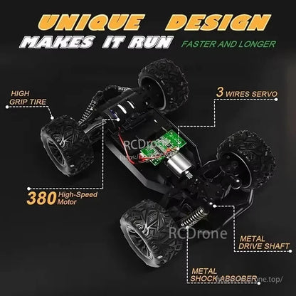 1/20 Scale 4 Wheel Drive Off-Road RC Car, 1/20 scale off-road RC car with 4-wheel drive and 2.4G remote control.