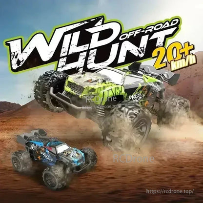 1/20 Scale 4 Wheel Drive Off-Road RC Car, 1/20 scale 4WD off-road RC monster truck with speed over 20 km/h, designed for rugged terrain and high-performance remote control driving.
