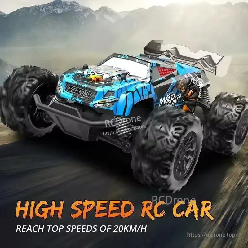 1/20 Scale 4 Wheel Drive Off-Road RC Car, High-speed 4WD RC car with 2.4G control, 30M range, drift capability, and 3.7V 500mAh battery, reaching 20km/h for off-road adventures.