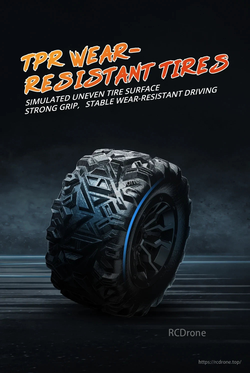 1/20 Scale 4 Wheel Drive Off-Road RC Car, Tires have wear-resistant design and good grip for stable driving on rough surfaces.