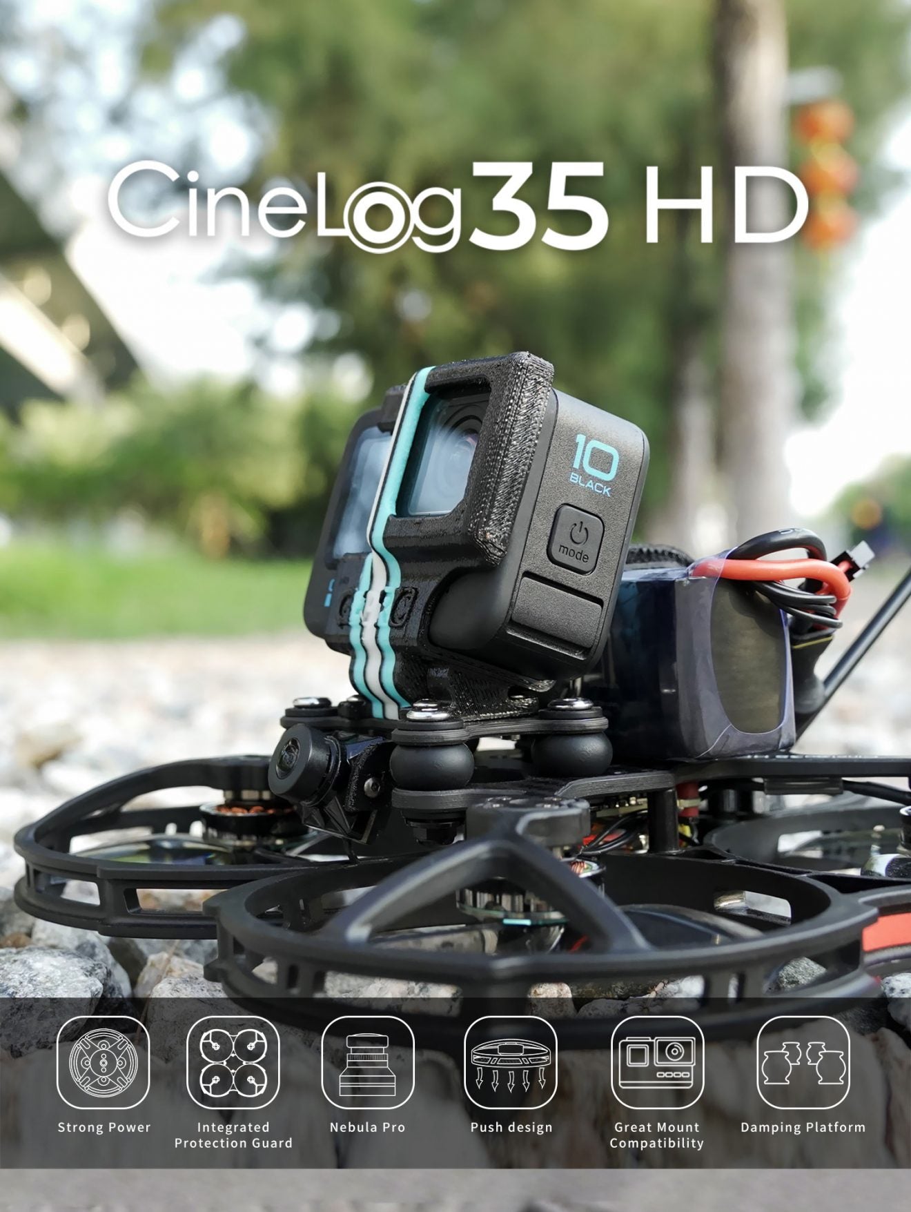 GEPRC CineLog35 FPV Drone - Analog CineWhoop 4S/6S Cinewhoop GR2004-1750KV / 2550KV Motor For RC FPV Quadcopter Freestyle Drone 7 GEPRC CineLog35 FPV Drone, Cinelog35HD OOOO Strong Power Integrated Nebula Pro Push design Great Mount
