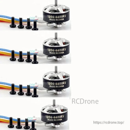 1/4PCS LDARC 1204 4400KV Brushless Motor, LDARC 1204 4400KV brushless motor for 2-inch FPV drone, 3-4S LiPo, 1.5mm shaft, 9x9mm mount. China-made. Includes four screws.
