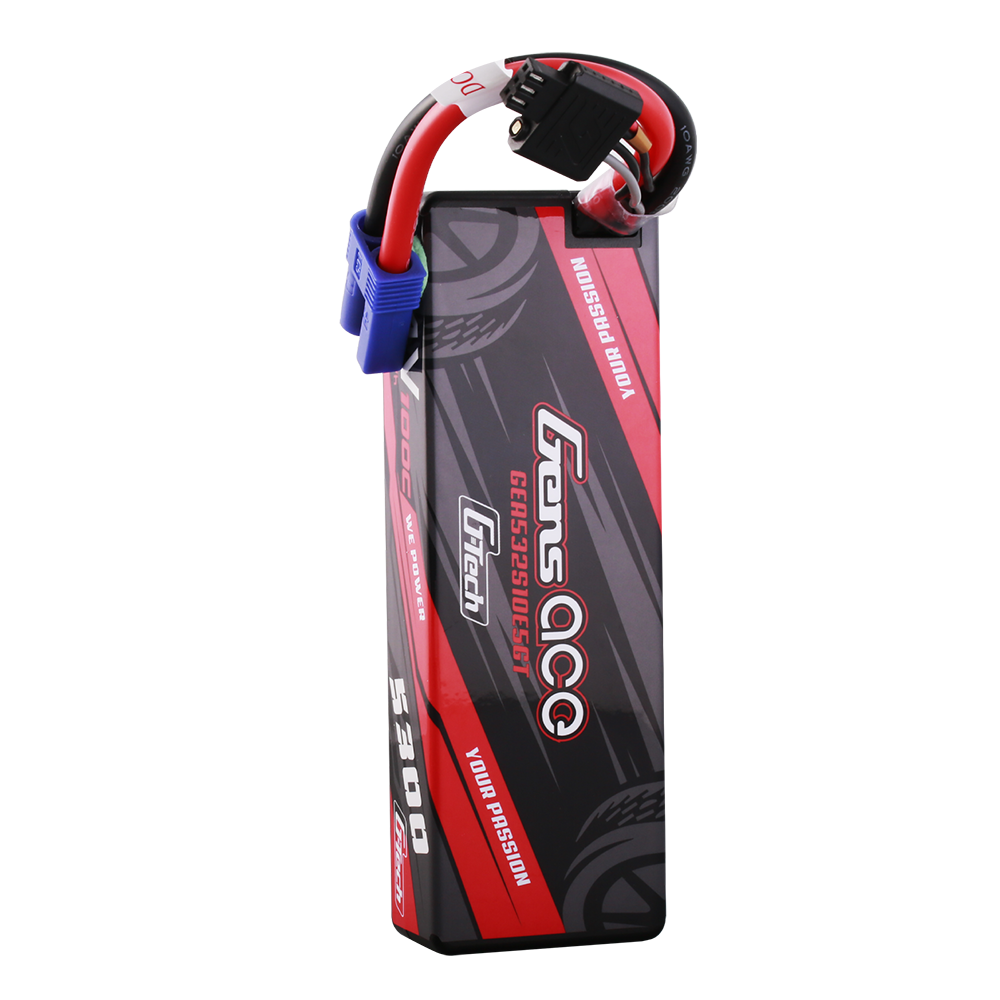 Gens ace 5300mAh 2S 7.4V hardcase LiPo battery pack with EC5 main plug and G-Tech-3P balance lead