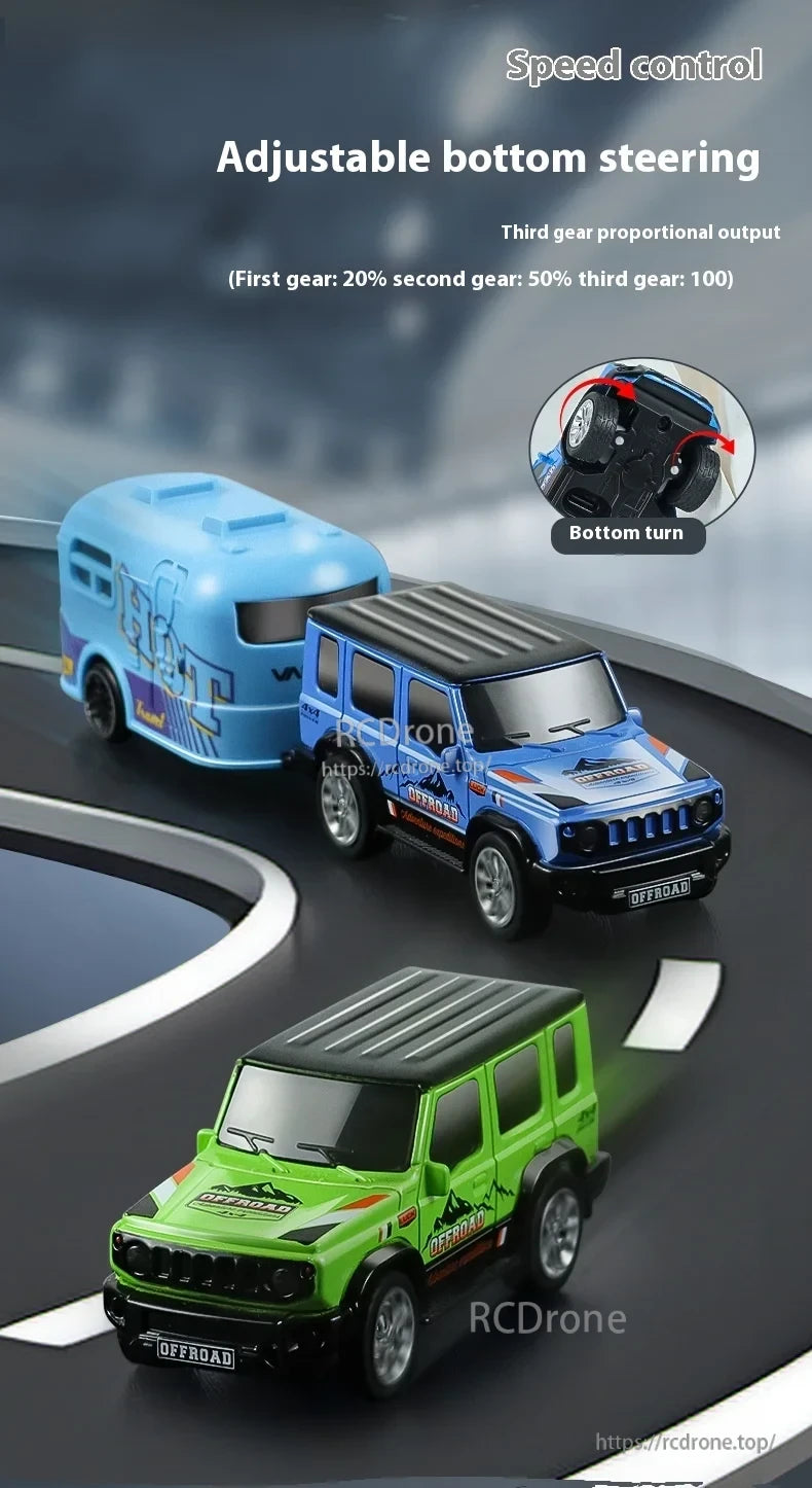 1:64 Mini Alloy Rc Car, Adjustable steering, speed control, three gears, offroad design.