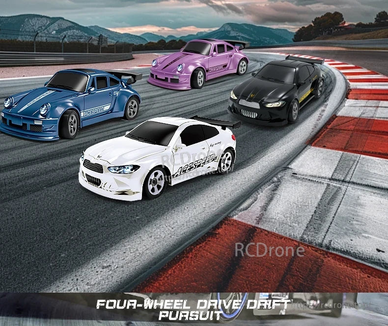 1/64 RC Car, 1/64 scale RC drift car with 4WD and gun-type remote control, suitable for about 30 minutes playtime.
