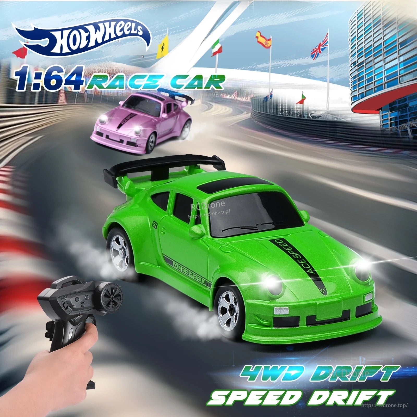 1/64 RC Car, Hot Wheels 1:64 RC Race Car, 4WD Drift Speed Drift