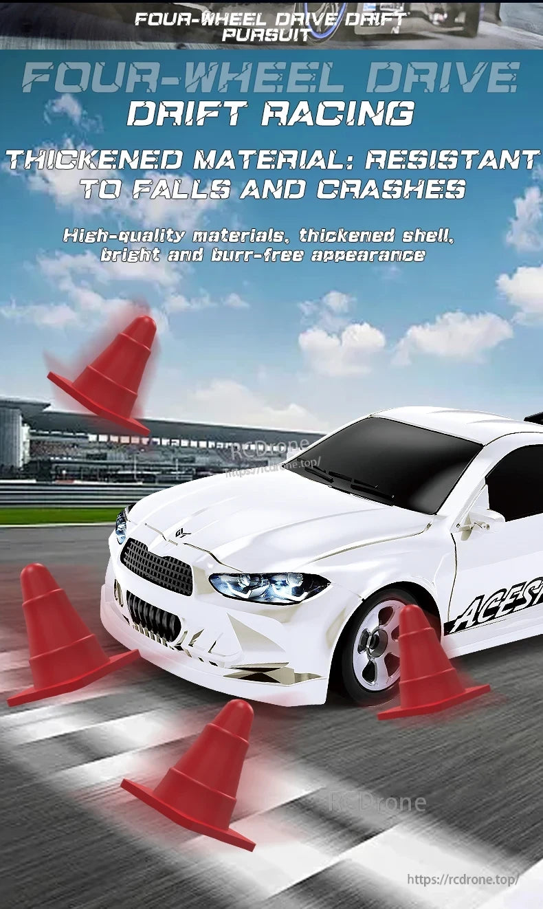 1/64 RC Car, Durable four-wheel drive RC car with thickened, crash-resistant material, high-quality finish, and dynamic design.