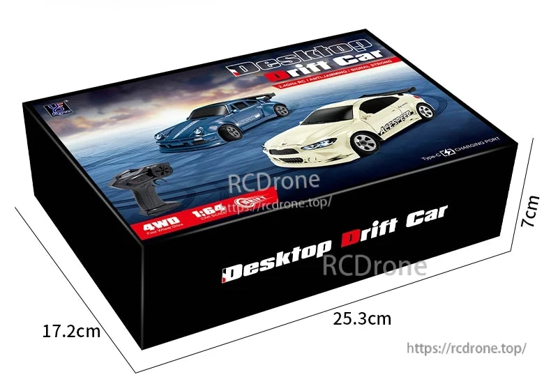 1/64 RC Car, Desktop Drift Car 1:64 Scale 4WD RC Model