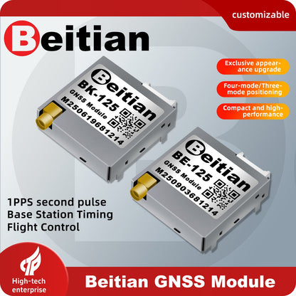 Beitian GNSS SMT timing module with 1PPS output shown in a promotional product graphic