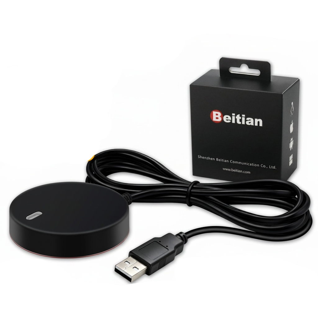 Beitian BK-609U USB GNSS mouse receiver with 2 m cable and retail box, black puck GPS antenna