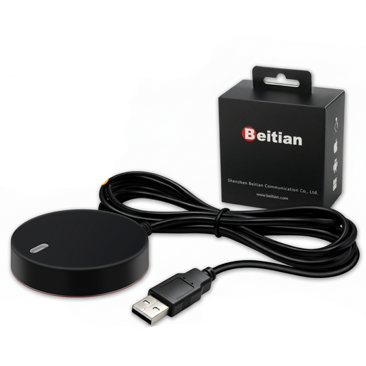 Beitian BK-609U USB GNSS mouse receiver with 2 m cable and retail box, black puck GPS antenna