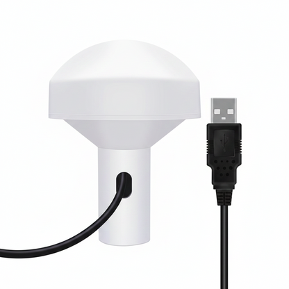 Beitian BV-57D marine GNSS receiver mushroom antenna with attached USB cable, white housing