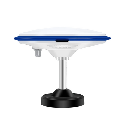 Beitian BT-200S GNSS transmitting antenna on magnetic base with mast, side profile view
