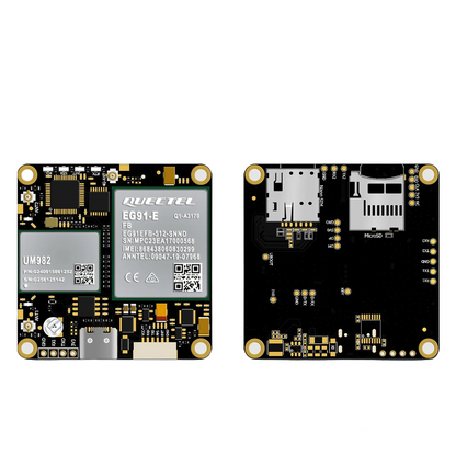 Beitian BG-550 4G RTK GNSS board UM982, front and back view with SIM and MicroSD slots