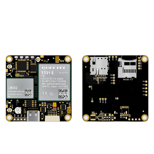 Beitian BG-550 4G RTK GNSS board UM982, front and back view with SIM and MicroSD slots