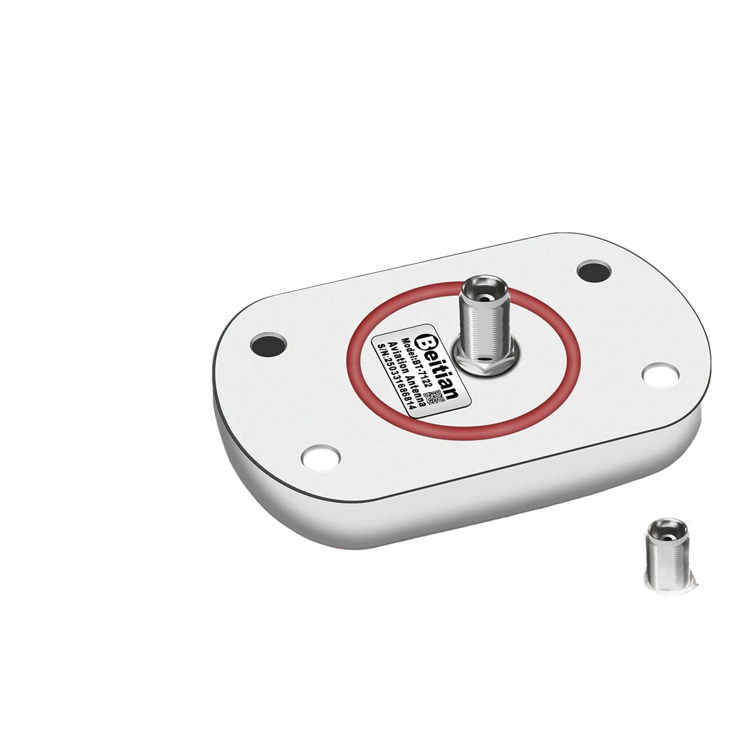 Beitian BT-7112 RTK GNSS multi-frequency antenna with center TNC connector, red gasket, and 4 mount holes