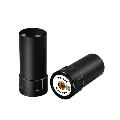 Beitian BT-560 RTK GNSS quadrifilar helical antenna, black cylindrical body with SMA-J connector end