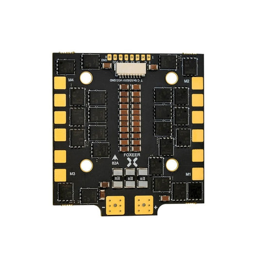 Foxeer Reaper V2 82A F4 128K BLHeli32 4in1 ESC supports 4-8S, telemetry, ideal for FPV racing and freestyle drones.