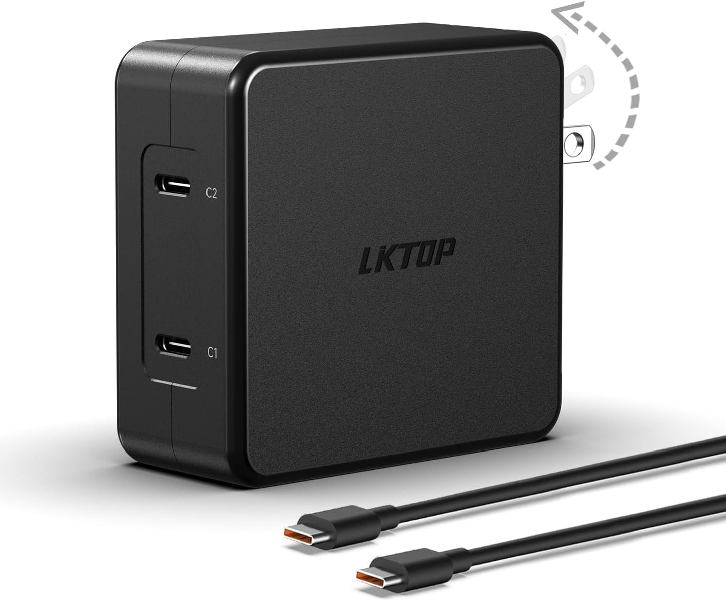 LKTOP Replacement DJI 100W USB-C Power Adapter, 4-Port GaN Charger (3 USB-C + 1 USB-A) with Foldable Plug