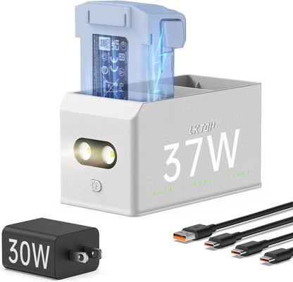 LKTOP 37W Mini 4 Pro/Mini 3 Series Battery Charging Hub, USB-C In/USB-A Out, LED/Alarm, 60% Storage Mode