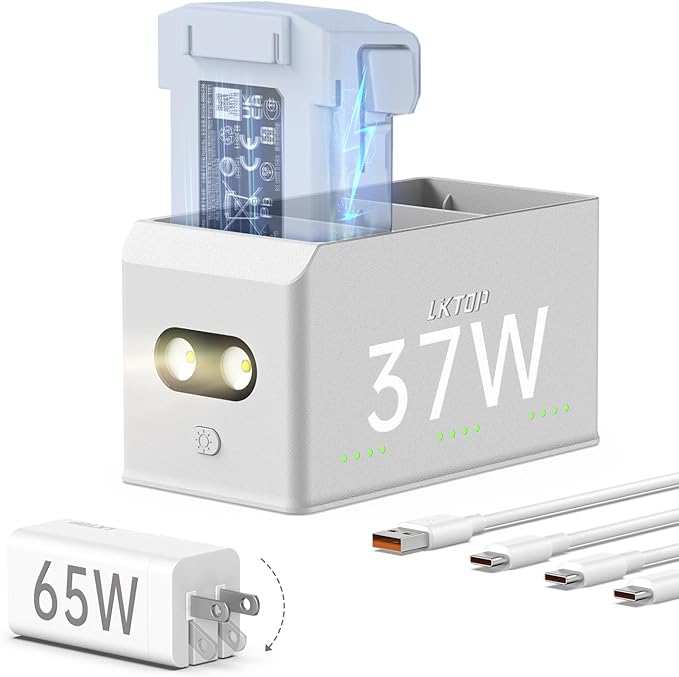 LKTOP 37W Mini 4 Pro/Mini 3 Series Battery Charging Hub, USB-C In/USB-A Out, LED/Alarm, 60% Storage Mode