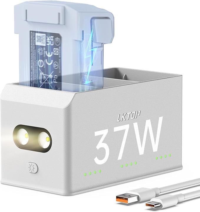 LKTOP 37W Mini 4 Pro/Mini 3 Series Battery Charging Hub, USB-C In/USB-A Out, LED/Alarm, 60% Storage Mode